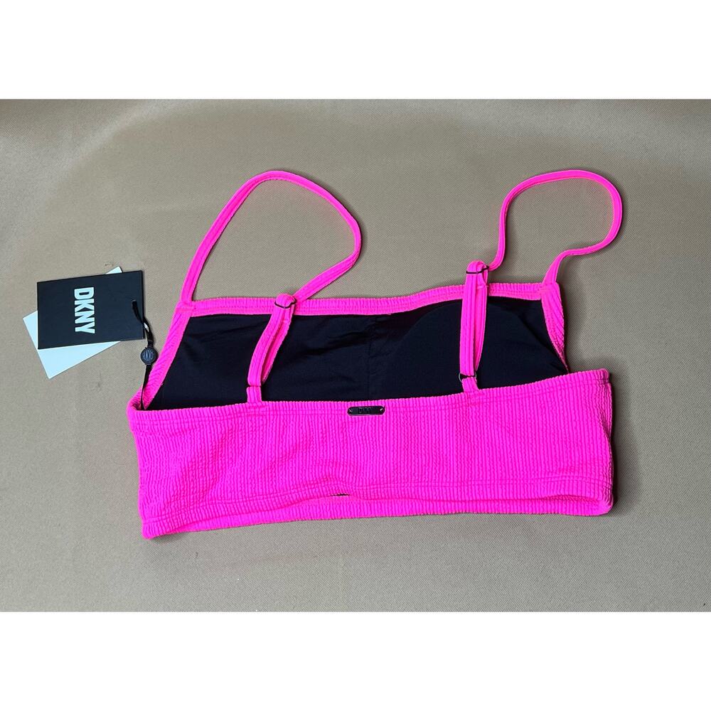 DKNY Neon Pink Textured Bralette Swim Top M NWT - Picture 6 of 6